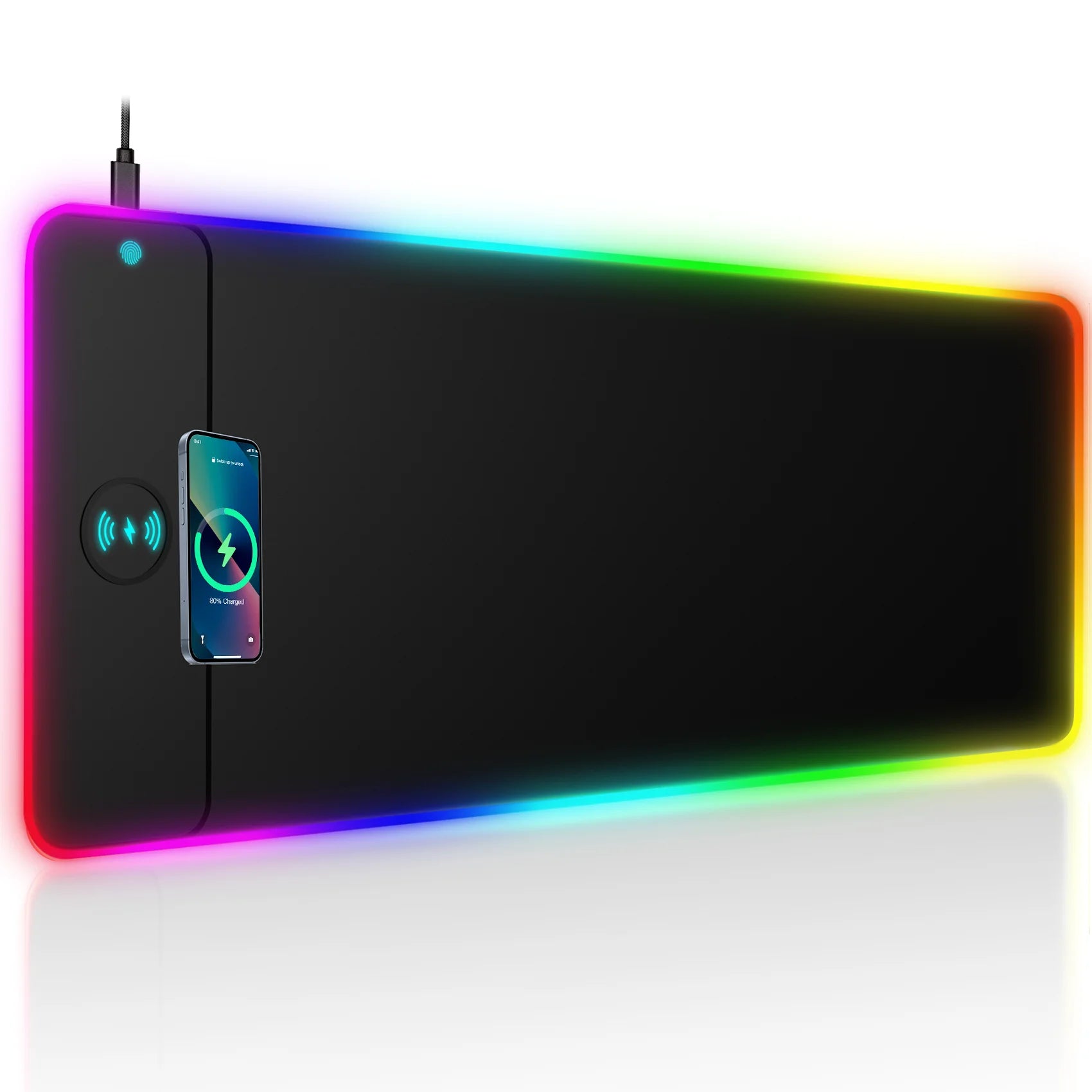 RGB Wireless Charging Mouse Pad – Phone + Gaming Desk Mat