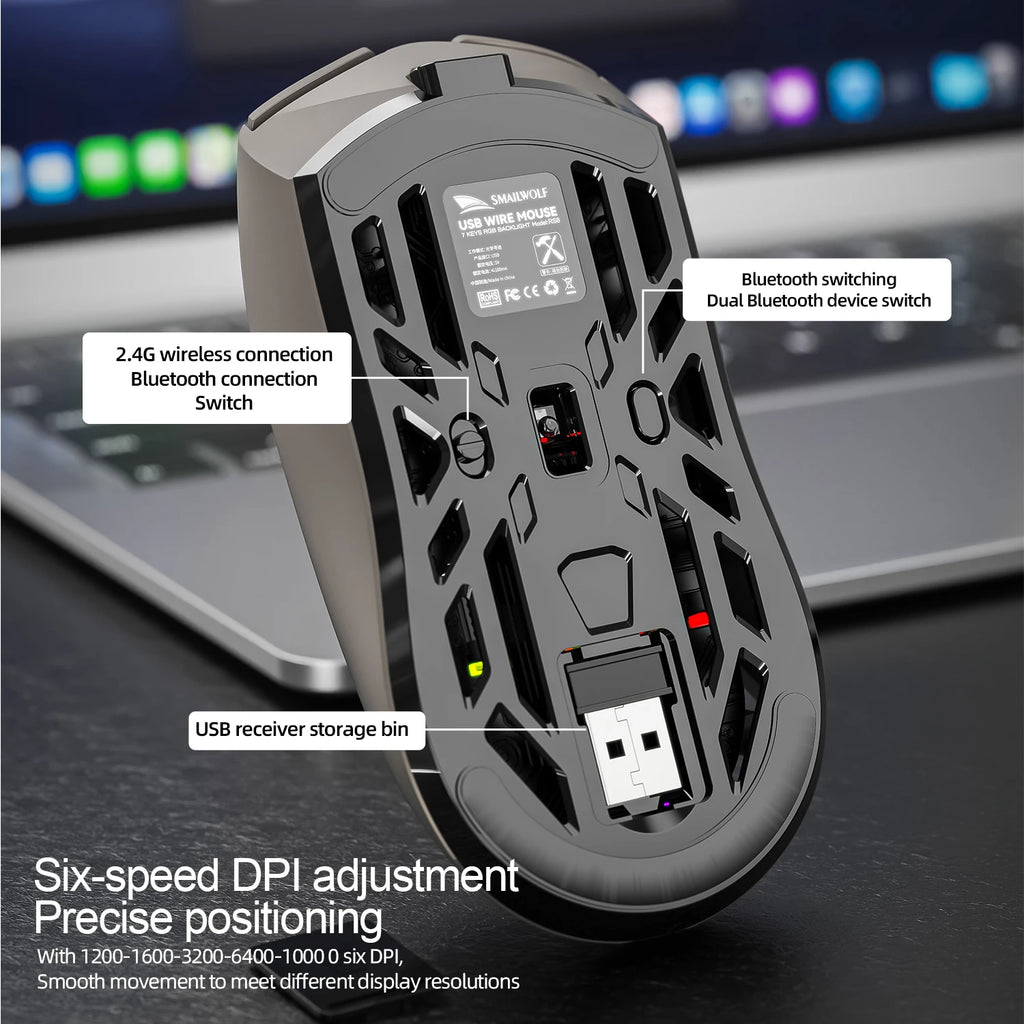 SmailWolf RS8 Tri-Mode Wireless Gaming Mouse
