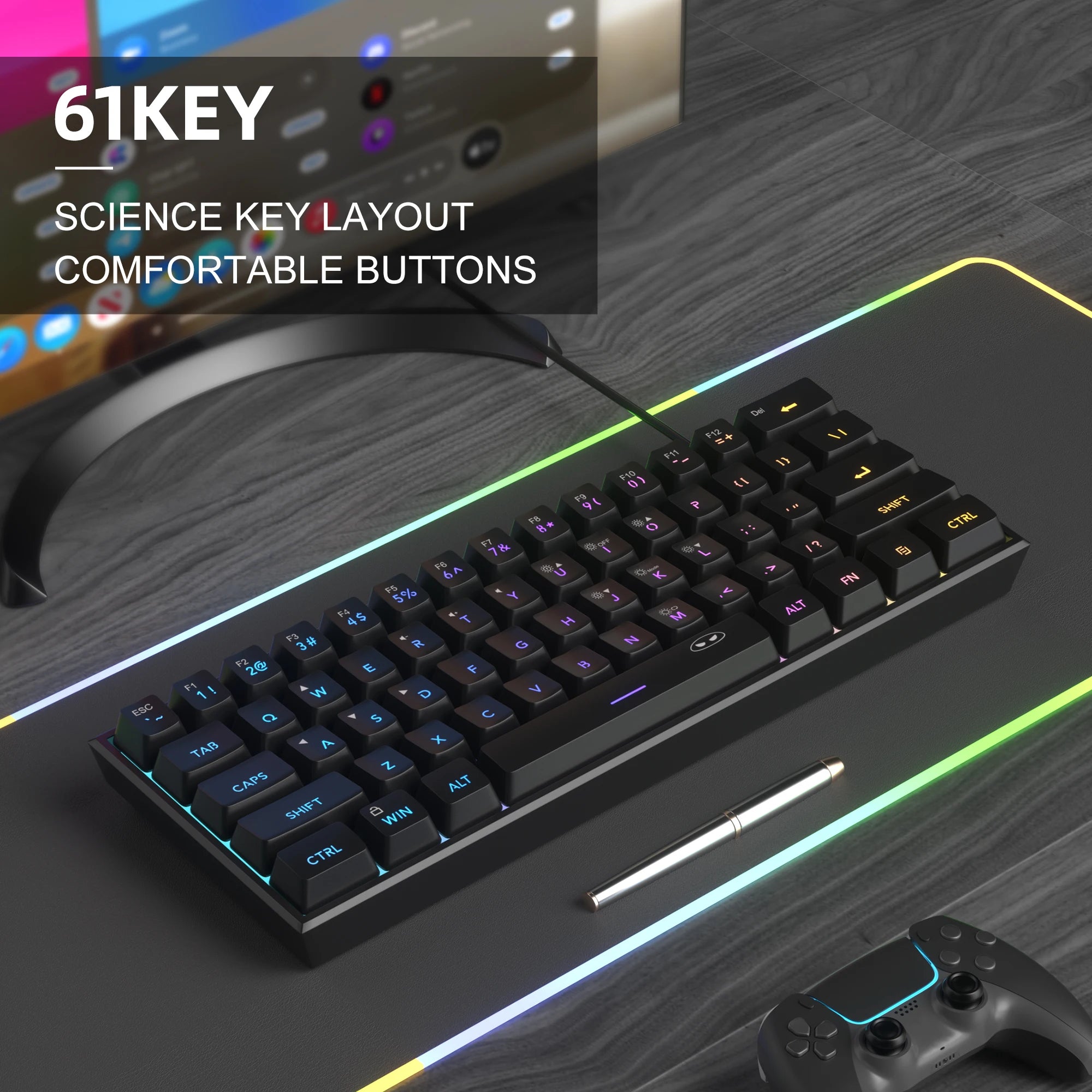 MageGee TS91 60% RGB Mechanical Feel Keyboard – Compact Waterproof