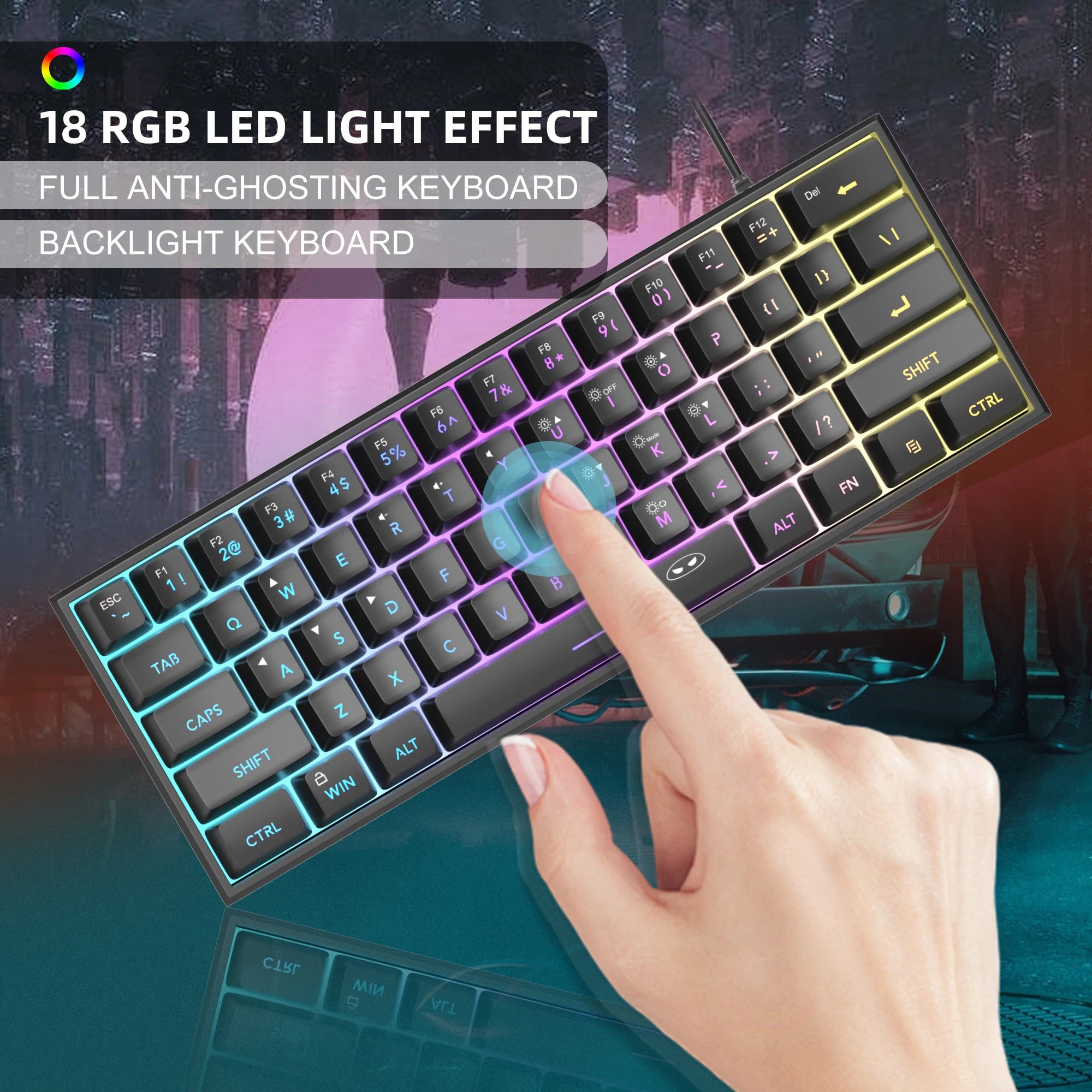 MageGee TS91 60% RGB Mechanical Feel Keyboard – Compact Waterproof