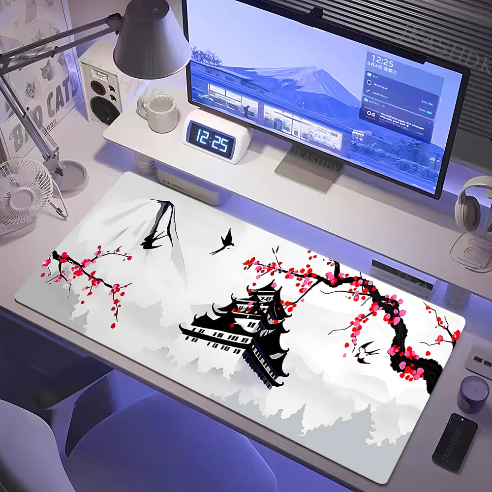 Cherry Blossom Wrist Rest Mouse Pad – White Sakura Gaming Mat