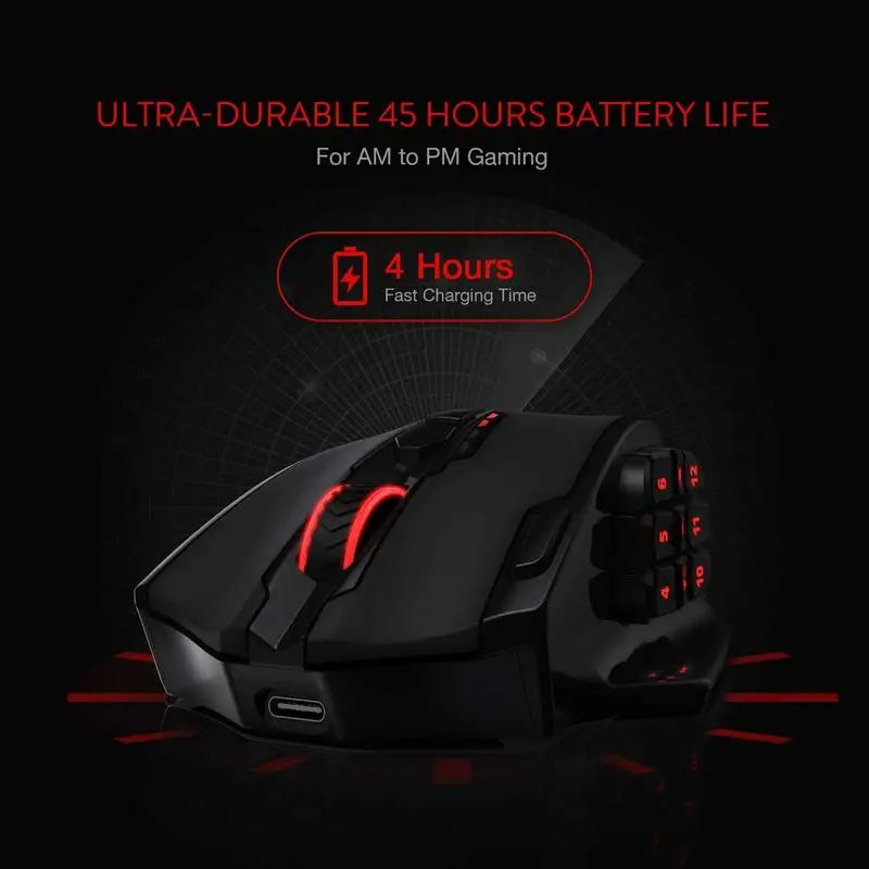 Redragon M913 Tri-Mode Gaming Mouse – 16000 DPI, 16 Buttons RGB