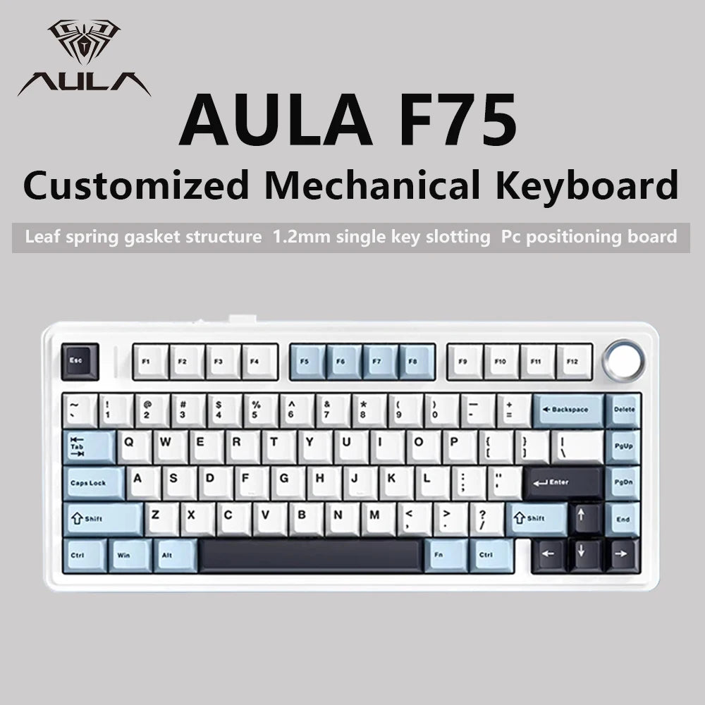 AULA F75 Tri-Mode Wireless Mechanical Keyboard – 75% Gasket RGB