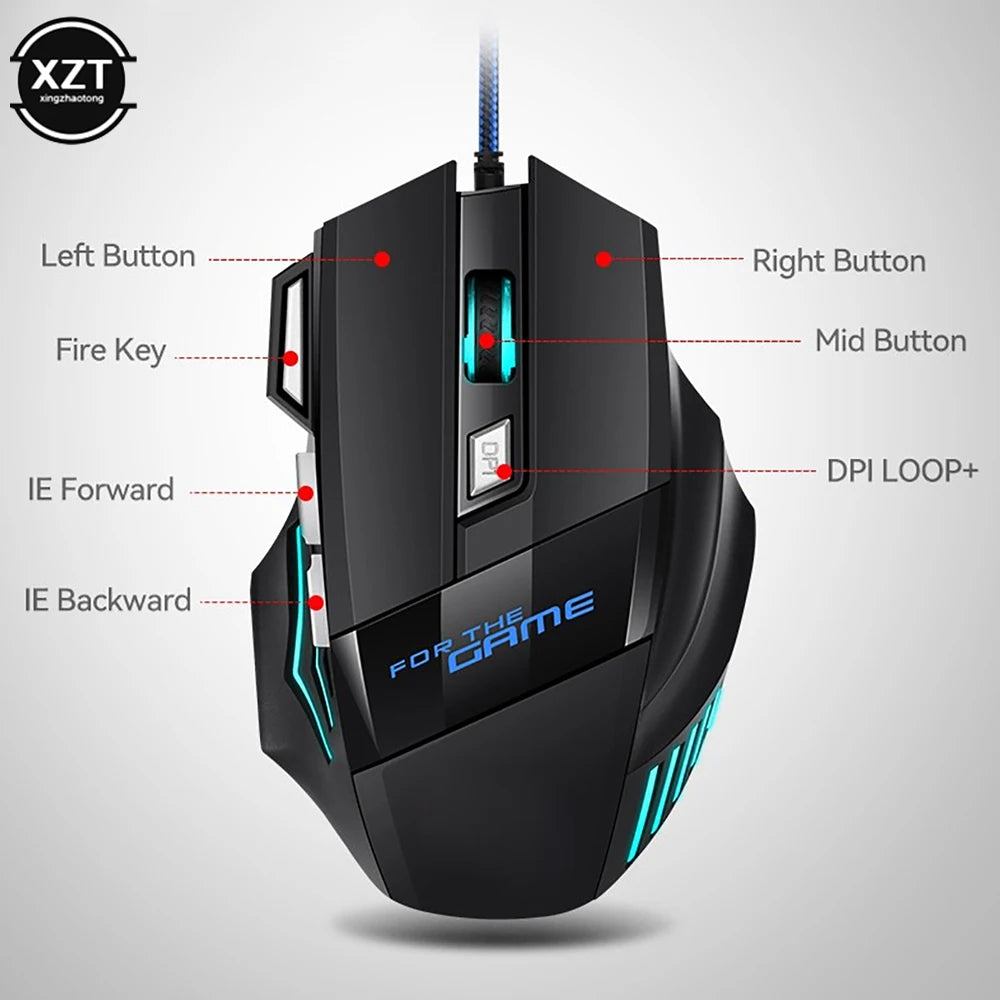 WYMECT 5500 DPI Wired Gaming Mouse with 7 Buttons & RGB LED