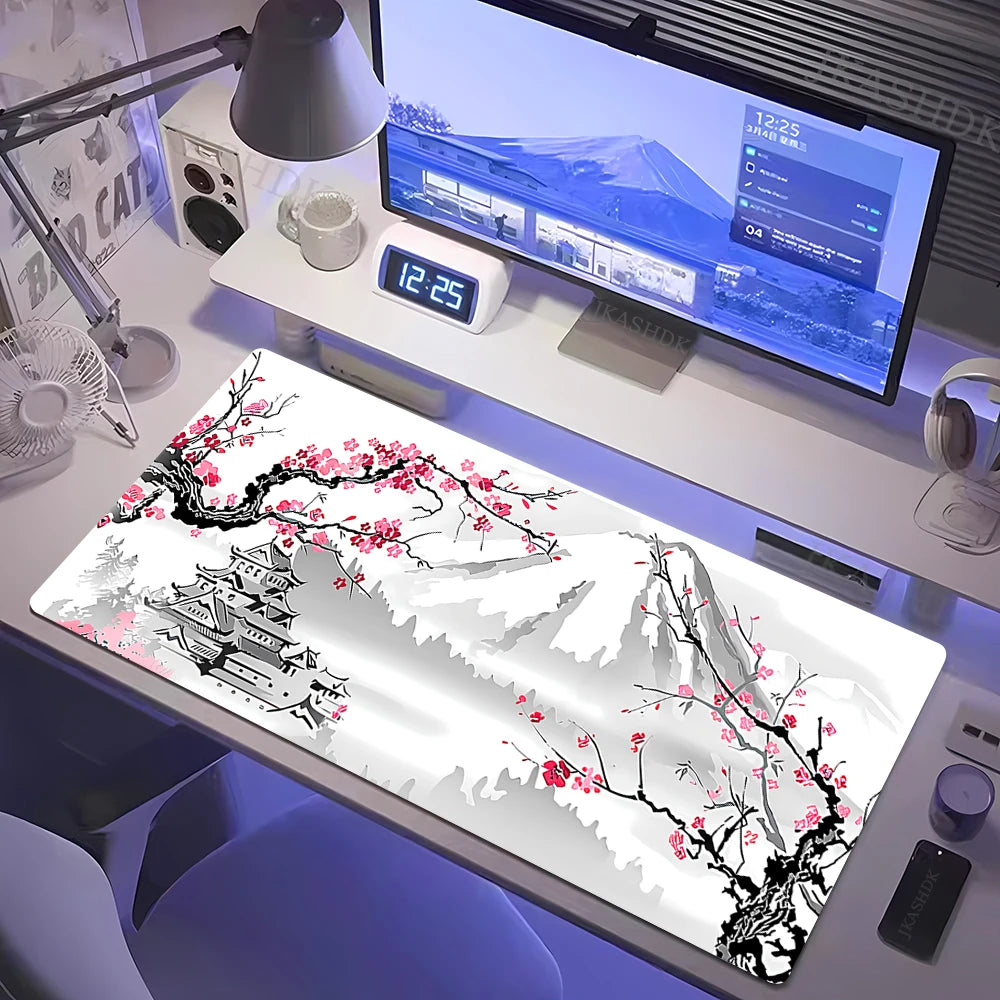 Cherry Blossom Wrist Rest Mouse Pad – White Sakura Gaming Mat