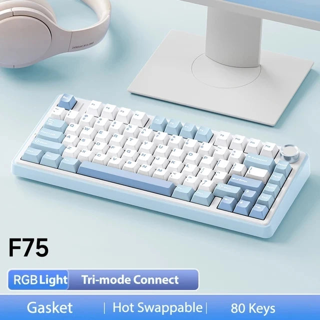 AULA F75 Tri-Mode Wireless Mechanical Keyboard – 75% Gasket RGB