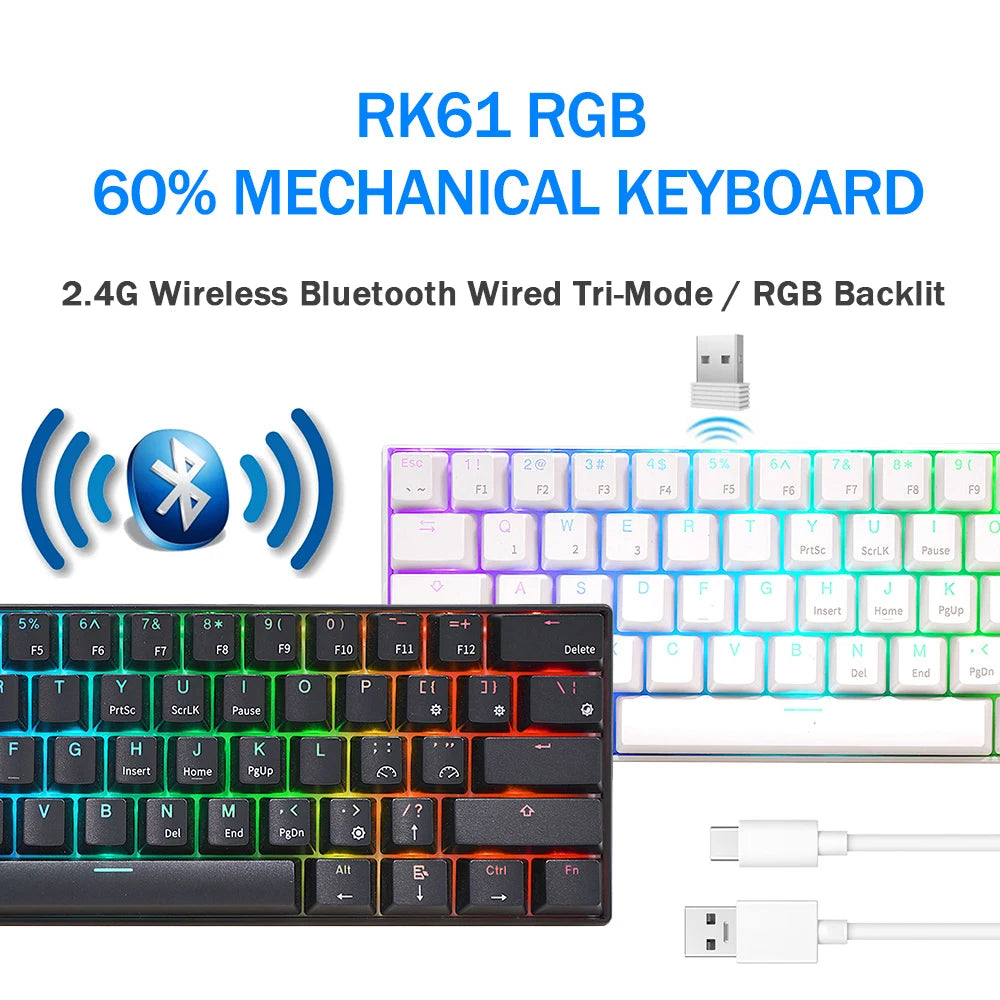 RK Royal Kludge RK61 Tri-Mode Wireless Mechanical Keyboard