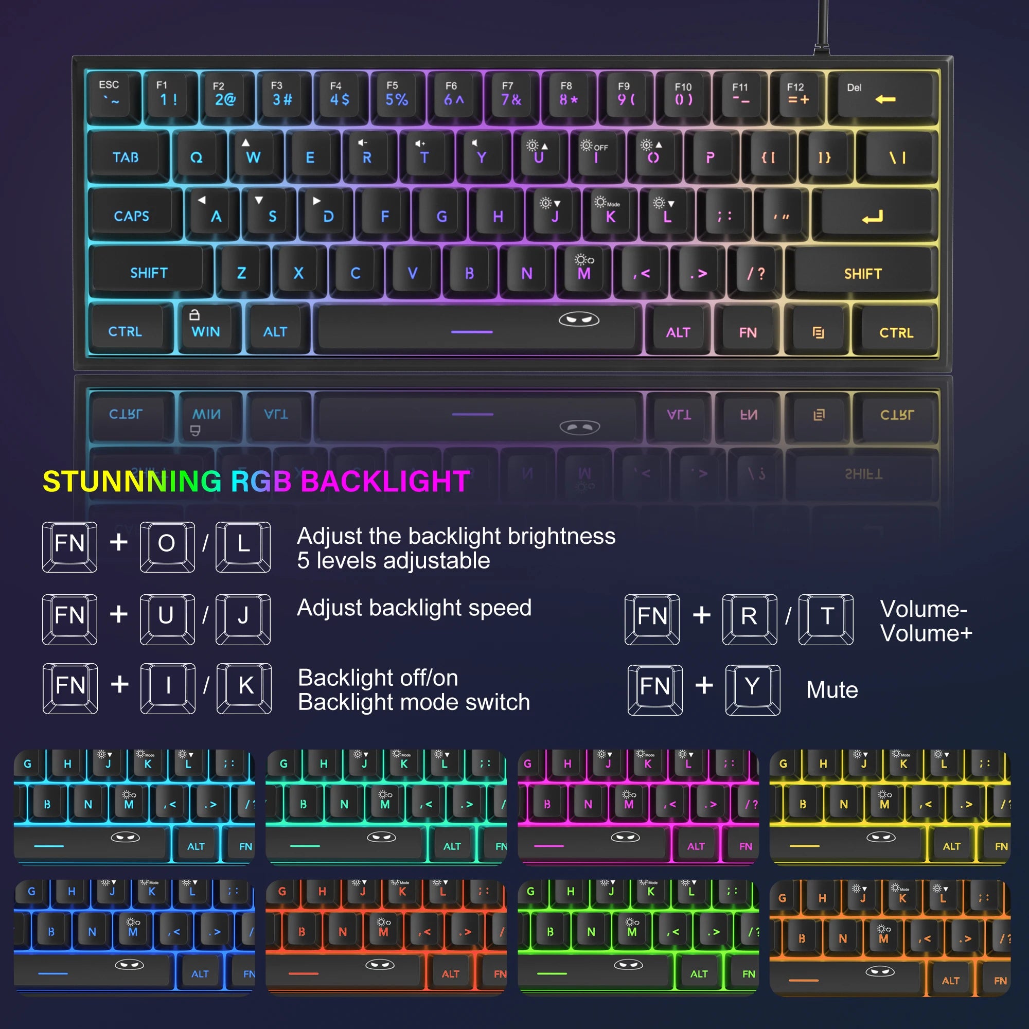 MageGee TS91 60% RGB Mechanical Feel Keyboard – Compact Waterproof