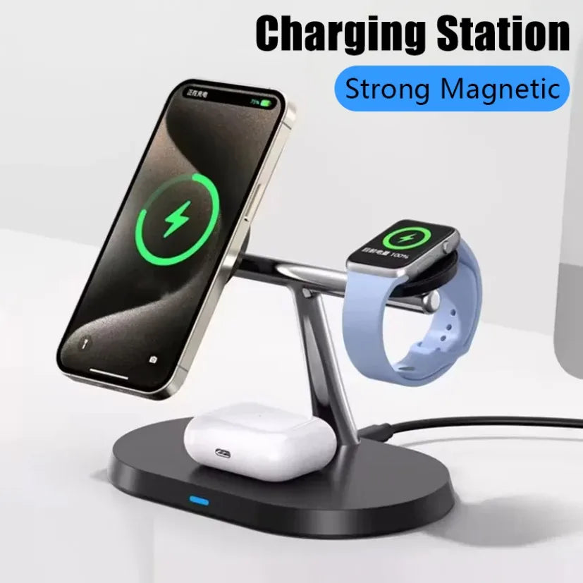 3-in-1 MagSafe Charger Stand – iPhone 16/15 + Watch + AirPods